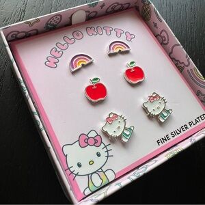 NWT Hello Kitty Fine Silver Plated Earring Set
